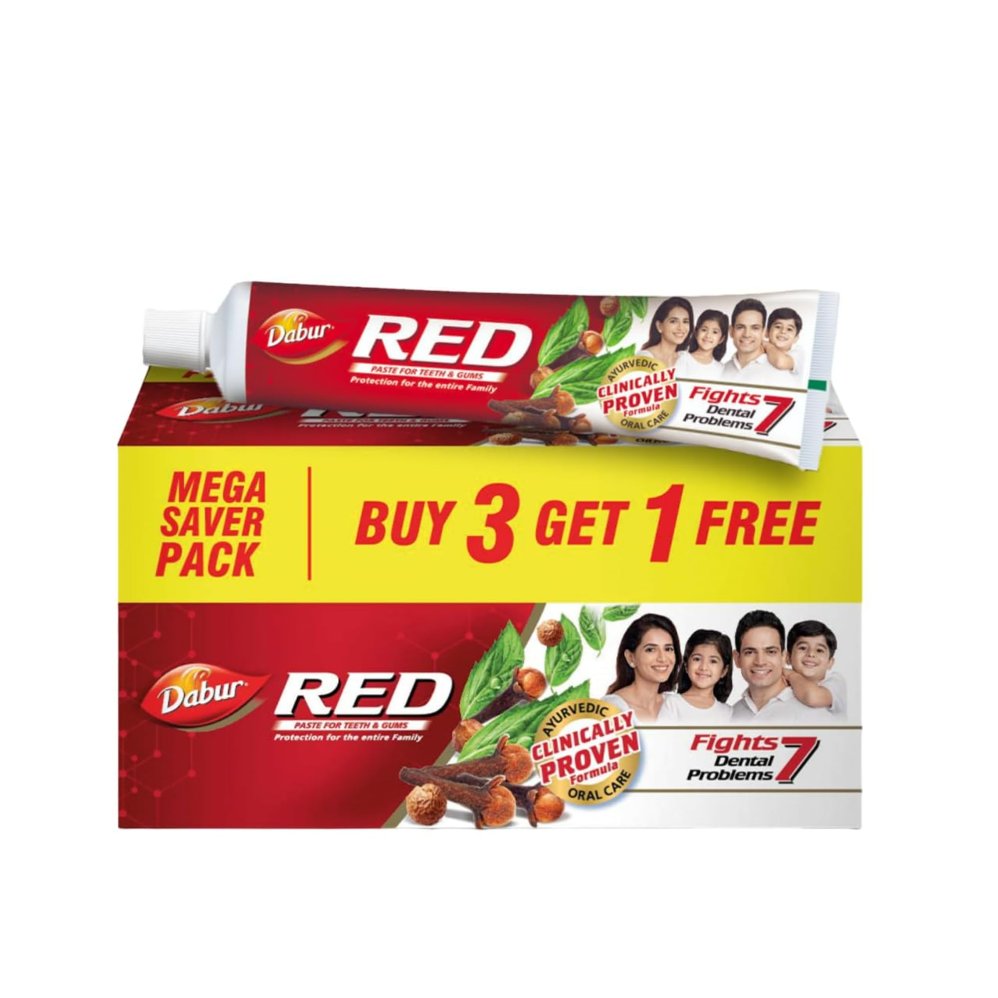 Dabur Red Toothpaste - 600g (150gx4) | Fluoride Free | Helps In Bad Breath Treatment, Cavity Protection, Plaque Removal | For