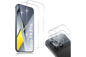 HidWee Cristal Templado Compatible con Xiaomi POCO F8 Pro, 2 Piezas Protector de Pantalla + 2 Piezas Protector de Lente Cámara, HD Sin Burbujas, 9H Dureza, Anti-Arañazos, Antihuellas