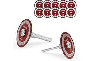 Prozwee 10 Pack 1.97"/50mm Cut Off Wheels with 2 Shank(1/4" Mandrel+1/8" Mandrel),Fiberglass Reinforced Rotary Tool Cutting Disc Set
