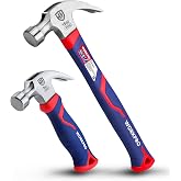 WORKPRO Carpenter Hammers 2 Pieces, 12oz &amp; 720g | Claw Hammers with Ergonomic Non-Slip Handle for Carpentry, Construction, DI