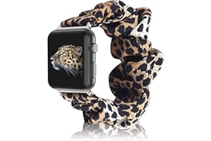 ORROKER Kompatibel mit Scrunchies Apple Watch Armband 38mm 40mm 42mm 44mm, Scrunchie Elastisches Armband Damen Mädchen Bedrucktes Stoffarmband für Apple iWatch Serie 6 5 4 3 2 1
