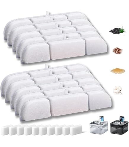 8x Ersatzfilter-Set Für Downy Paws Katzenbrunnen (2,5 L) – 4-stufige Filterung Mit Vorfilterschwamm, Wasserfrisch Für Deine Samtpfote