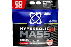 USN Hyperbolic Mass Strawberry Cheesecake 6kg: High Calorie Mass Gainer Protein Powder for Muscle Building and Weight Gain - Improved Formula & Flavour with 7.5g Creatine Monohydrate and Less Sugar