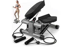 Niceday Mini Stepper Exercise Machine, Steppers with Resistance Bands, Step Machine Exerciser for Home, Up-Down Stepper with LCD Monitor, Space Saving, Non-Slip Pedal, Legs Arms and Full Body Training