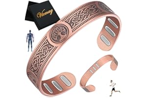 Vicmag Copper Magnetic Bracelet for Men 9X Powerful Magnets(Each 5000 Gauss), 99.99% Pure Copper(Viking Life Tree)