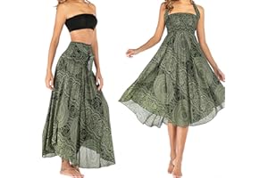cailiya 1Pcs Retro Maxi Gonna Lunga,Sciolto Gonna fluente Festa in Spiaggia,Boemia Capestro Abito Spiaggia 2 in 1 Gonne da Mare Grande Danza del Ventre Casual