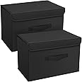 Homsorout Foldable Storage Boxes with Lids - Wardrobe Organiser Bin with Handle Fabric Basket Containers for Clothes, Book, Shelf, Office
