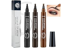 DENESTUP Crayon à Sourcils 3 Couleurs, Crayon à Sourcils Microblade Création De Sourcils Naturels Crayon à Sourcils Imperméable, Longue Durée (Couleurs Brun Clair Brun Foncé Noir)