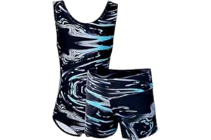 Dancina Turnanzug für Mädchen Marmor-Design-Linie 2-teiliges Set Gymnastikanzug mit Hose für Kinder