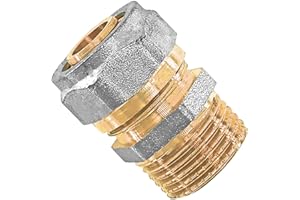 MegaHaustechnik Übergang mit 1/2 Rohr Zoll Außengewinde AG Schraub-Fitting für Mehrschichtverbundrohr 16x2 mm (AußenØ x Wandstärke) aus Messing Verschraubung Trinkwasser geeignet