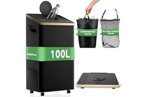 BZBRLZ Pfandflaschen Sammelbehälter mit Deckel & Rollen, 100L Pfandsammler Organizer and Altglas Aufbewahrung mit Einwurf, Leergutbehälter fur Recycling Abstellraum Flaschentasche