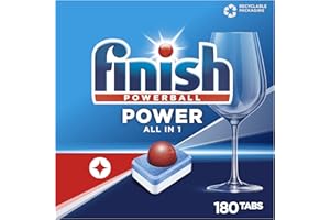 ‎FINISH Finish Power All in 1 Spülmaschinentabs, phosphatfrei – Geschirrspültabs mit kraftvollem Powerball gegen hartnäckigste Fettanschmutzungen – Gigapack mit 180 Finish Tabs