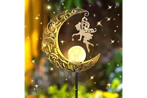 DAZZTIME Luces Decoracion de Metal de Luna,Luces Solares de Luna Para Jardín,Luces Solares Adornos de Jardín,Luces Decorativas al Aire Libre,DecoracióN de Patio,para Camino,Césped,Balcón