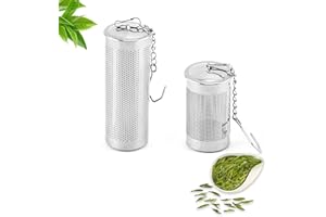 Kotkiddy® 2 zaparzacze do herbaty sypkiej, filtr do herbaty z pokrywką, sitko do herbaty ze stali nierdzewnej z haczykiem na łańcuszek, duże sitko do herbaty z łańcuszkiem, drobny łańcuszek, piłka do