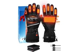Olutula Heated Gloves for Men Rechargeable Carbon Fiber Heated Motorcycle Gloves with Twin 7.4V 3000mAh Battery, Touchscreen Winter Riding Electric Gloves for Cycling, Skiing, Snow, Outdoor Work