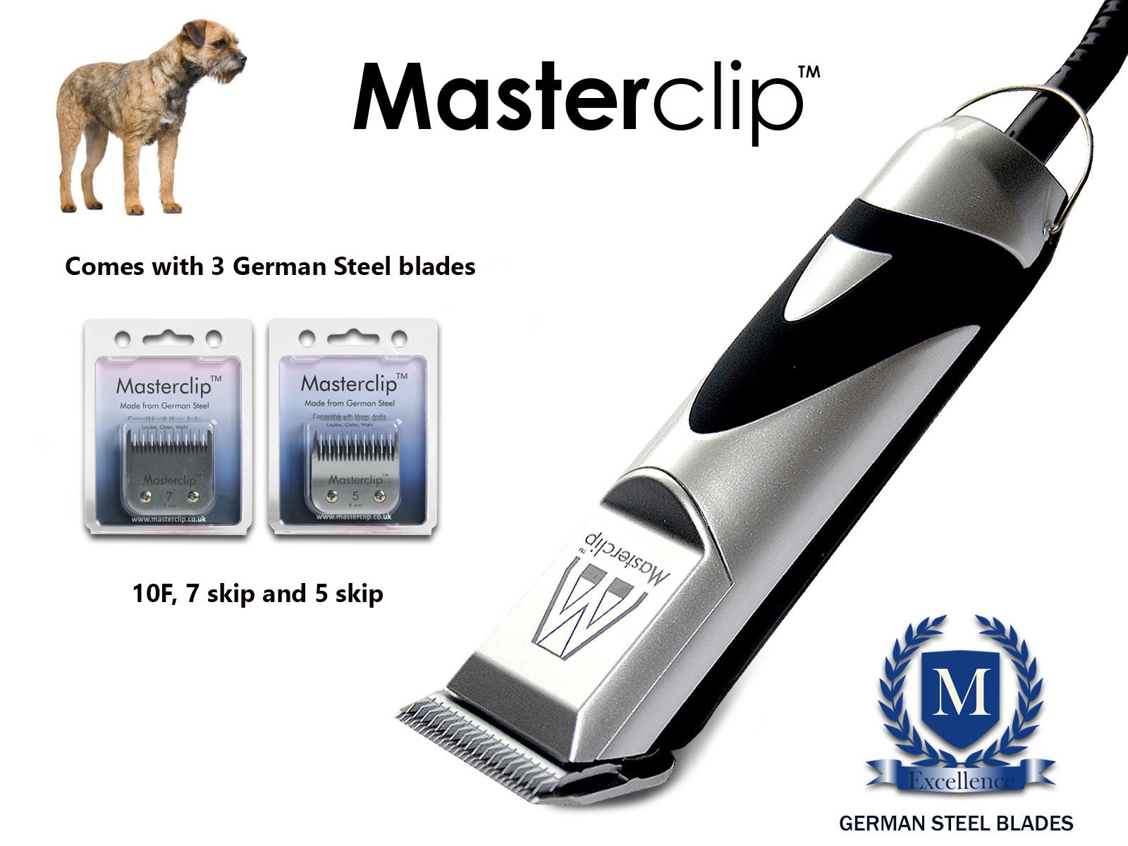 Masterclip Professional Border Terrier Dog Clippers Set Pet Grooming