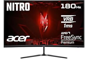 acer Nitro ED320QRS3biipfx- Monitor 31,5" Curved 1500R FHD ZeroFrame VA 180Hz (16:9 1ms(VRB) 250nits 2xHDMI DP Audio out HDR10 FreeSync Premium EU Black H.Cable x1 AMZ DI) Monitor PC, Czarny