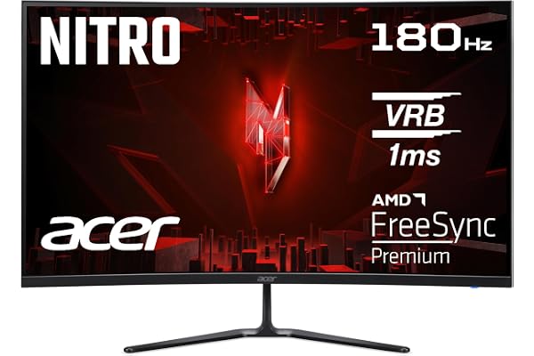 Acer Nitro ED320QRS3biipfx, Écran PC Gaming incurvé 31.5" FullHD VA, 180Hz (1920x1080, 16:9, AMD FreeSync Premium, 1ms (VRB), 250Nits, 2xHDMI 2.0/1xDP 1.4) Moniteur PC, Couleur Noir