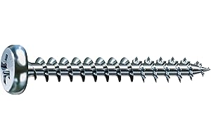 SPAX Śruba uniwersalna, 4,0 x 45 mm, 500 sztuk, z rowkiem krzyżowym Z2, łeb półokrągły, pełny gwint, 4CUT, WIROX A3J, ocynkowane bez cynku, 0231010400455