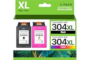 ECHALLENGE 304XL 304 XL patronen für HP 304 Druckerpatronen Ersatz Multipack HP für Envy 5030 5032 5000 DeskJet 2600 2620 2630 3750 3760 5010 5032 3720 5020 3762 2633 3730 (1Schwarz 1Farbe,2-Pack)