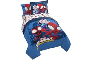 Jay Franco Marvel Spidey and His Amazing Friends Team Spidey 5 Piece Twin Size Bed Set - Includes Comforter & Sheet Set Bedding - Super Soft Fade Resistant Microfiber (Official Marvel Product)