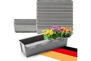BigDean 12er Set Paletten Blumenkästen - Einsatz - mit Hängesystem zum Einhängen - 37cm Beton-grau - Pflanzkasten für Europalette Balkonkasten Blumentopf - aus recyceltem PP-Kunststoff