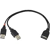 CERRXIAN USB 2.0 Verlängerungskabel USB 2.0 EIN Power Enhancer Y Splitter Hub Adapterkabel, 1 Buchse auf 2 Male Daten Ladekab