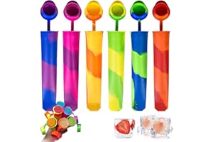 HNCOWPTU Wiederverwendbare Eisformen Silikon 12 Stück Eis am Stiel Formen Ice Pop Maker Wassereis Eislutscher Bunt - BPA Frei - Perfekt für Kinder und Erwachsene (6 Stück)