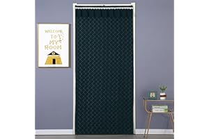 Surwin Cortina de Puerta Aislante Térmica, Invierno Cortina Termica Aislante Frio y Calor Cortina de Puerta con Aislamiento Acustico para Exterior Interior (90 * 220cm,Verde oscuro)