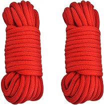 2 Rouleaux Corde Coton 6mm X 10m - Multifonction Pour Camping, Jardin, Bricolage, Animaux (Rouge)