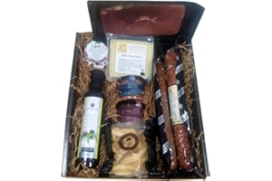 DELIEX DELICIAS DE EXTREMADURA Deliex. Cesta gourmet regalo con aceite La Chinata, jamón, lote de ibéricos, queso, patés, picos ...Regalos originales para hombres y mujeres. (Cesta con queso)