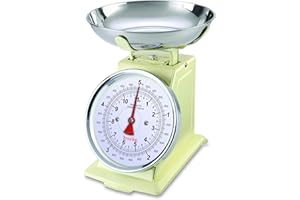 Terraillon Mechanical Kitchen Scales Vintage Retro Food Scales with Large Metal Bowl & Dial up-to 5 KG Cream