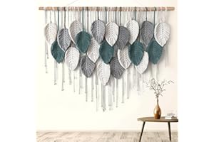ASTNIC Tapiz para colgar en la pared de hojas de macramé, tapiz grande bohemio hecho a mano con borlas, bohemio, elegante, decoración de pared para dormitorio, sala de estar, apartamento, adorno de