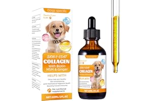 SUWEEI Collagen for Dogs, Liquid Dog Collagen Drops, Daily Collagen Drops with Biotin, MSM, Ginger, Vitamins C & E, Support for Dog Joints, Skin & Coat