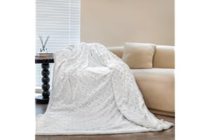 SindeRay Sherpa Fleece Throw Blanket for Couch Sofa, Super Soft Cozy Fuzzy Plush Blankets Fleece Thick Warm Blanket for Winter Reversible Thick Warm Blanket for Bed, Sofa, Living Room, White 50" x 60"