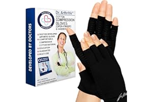 Dr. Arthritis Arthritis Copper Compression Gloves for Women and Men, Carpal Tunnel Gloves, Hand Brace for Arthritis Pain and Support (Black, Medium)