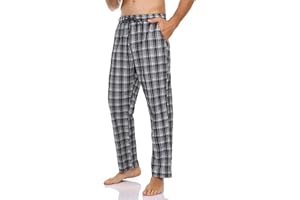 Litherday Pantalón de Pijama para Hombre Invierno Largo Algodón Pantalones Largos de Pijama de Hombre Pantalones Pijama Hombre de Cuadros Pantalón de Dormir de Primavera con Bolsillos y Cordón