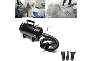 RIGOGO Chien Professionnel Séchoir 2800W, pulseur pour chien silencieux Vitesse Continue, 2 vitesse, 2 Température: 35°c et 65°c, Souffleur Chien pulseur silencieux pour Chien/Chat et Autres, avec 4 Buses