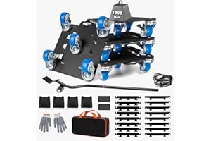 Guolich Kit Sollevatore Mobili, Spostare Mobili Pesanti, Kit Spostamento Mobili con Funzione di Parcheggio, Carico 1300 kg, con 5 Ruote Girevoli 360° per Spostamento Facile dei Mobili (Blu)