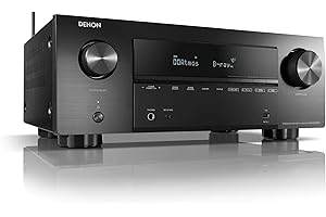 DENON Receptor AV de 7.2 canales, amplificador de alta fidelidad, compatible con Alexa, 6 entradas HDMI y 2 salidas, video 8K, Bluetooth, WLAN, Dolby Atmos, AirPlay 2, HEOS Multiroom, Color Negro
