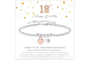 KENIY 16th 18th 30th 40th 50th 60th 70th Birthday Gifts for Women, Silver Heart Bracelets for Women with Birthday Cards, 925 Sterling Silver Bracelet Adjustable, Gifts Ideas for Mum Daughter Girl Nana