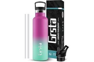 Grsta Botella agua acero inoxidable - 500ml/750ml/1L Botella agua - Botella reutilizable, Botella de agua sin BPA - Botella termo para Deportes, Escuela, fitness, Bicicleta, Al aire libre