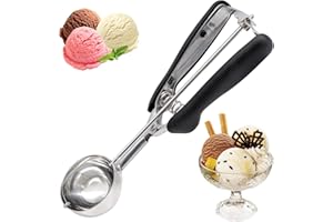 Griwuut Porzionatore per gelato in acciaio inox, 5 cm, cucchiaio per gelato e impugnatura comoda per palline di gelato, cottura e melone