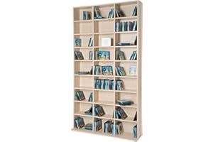 TecTake® CD Storage Unit in Wooden Look with Adjustable Shelves, Multipurpose Bookcase for CDs, Books, DVDs, Video Games, Durable MDF, Modern Shelving Unit for Living Room, Bedroom, Hallway - Brown