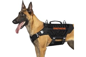 OneTigris X-ARMOR Taktyczna uprząż dla psa, bez ciągnięcia, kamizelka dla psa z odblaskowymi rzepami, wojskowa, regulowana, łatwa do założenia, kamizelka dla psa, do chodzenia, wędrówek, treningu