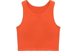 Lilax Girls' Double Lined Sleeveless Basic Crop Tank Top (Orange, 10)