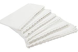 Linen Clubs - Slub Cotton Dinner Napkins with Crochet Lace - White - 16x16 (Set of 6) - 100% Egyptian Slub Cotton with Linen Look - Elegant Cloth - Super value Hand made Ladder Lace Look Napkins