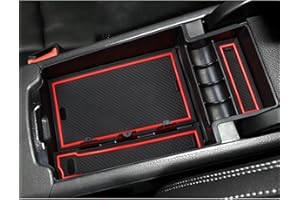 ZCLINKO Compatible avecc Mercedes Benz Classe A W176 / Classe B W246 2013-2018 Voiture Boîte de rangement,Accoudoir Plateau Console Centrale pour Accessoires avec Tapis Antidérapan (Rouge)