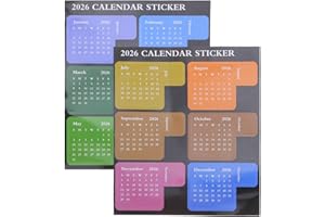 DIYEAH Autocollants Calendrier 2026 Pour Planificateurs Mensuels Onglets Index 12 Mois Multicolore Pour Notebooks Et Organisation