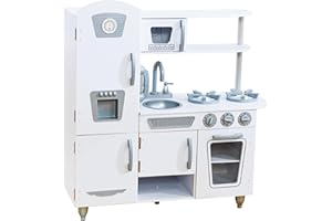 KidKraft Cuisine Enfant en Bois Vintage Blanche, Dinette avec téléphone, Jeu d'imitation, Jouet Enfant dès 3 Ans, 53208